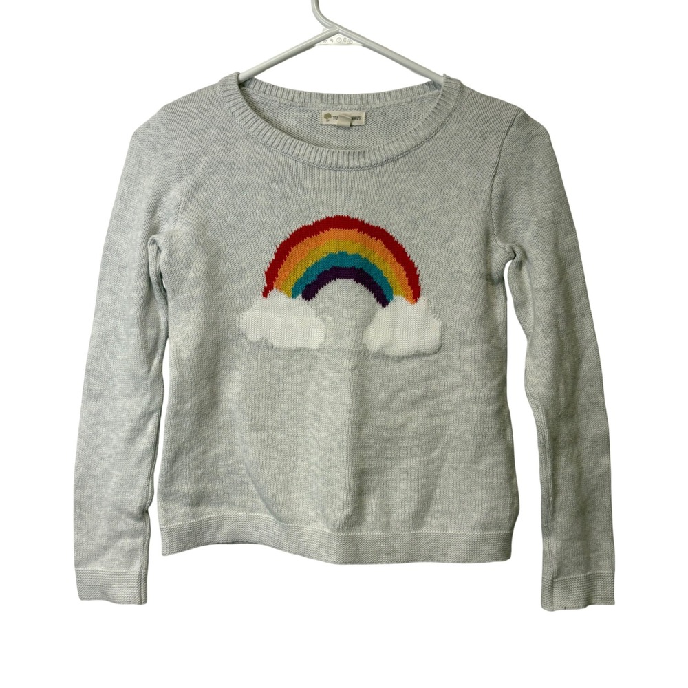 Tucker + Tate Girls Heather Gray Rainbow Cloud Cotton Knit Sweater Size 7